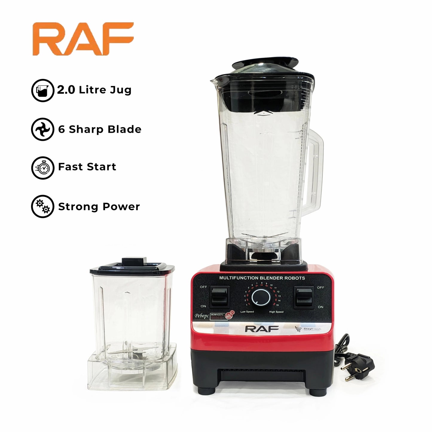 2-in-1 Electric Blender – Unbreakable 2.0L Jug & Grinder – 2400w